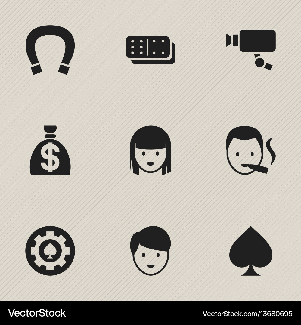 Set of 9 editable casino icons includes symbols Set of 9 editable casino icons includes symbols Vector Image