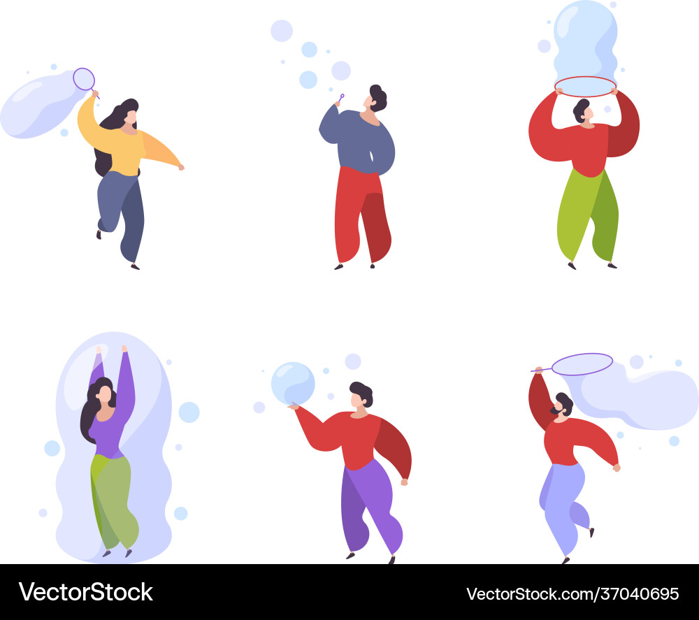 Soap bubbles kids active people attractions Soap bubbles kids active people attractions vector image