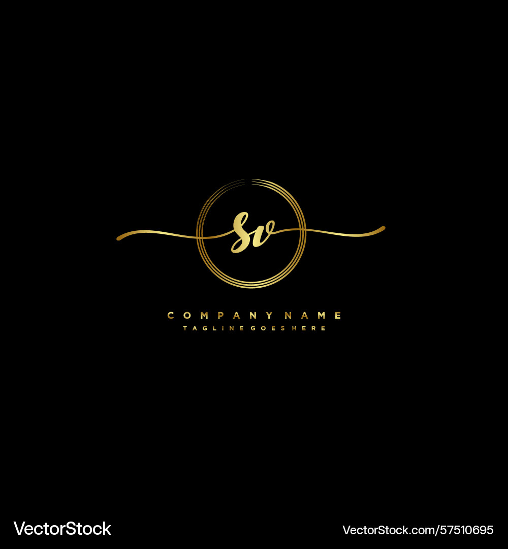 Sv initial handwriting logo with circular wave Sv initial handwriting logo with circular wave Vector Image