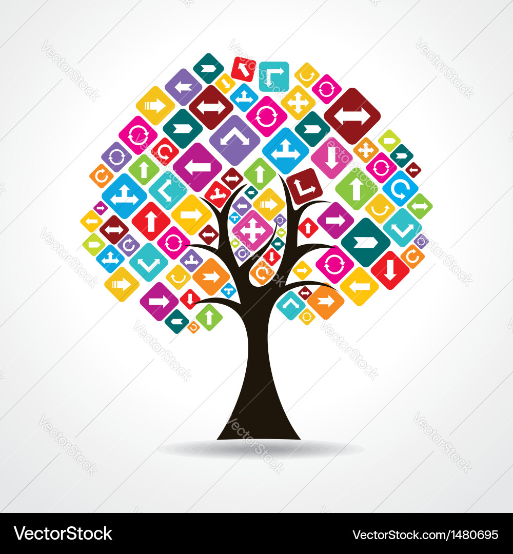 Tree with colorful arrow icon Vector Image
