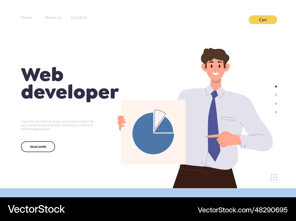 Web developer landing page template with happy seo Web developer landing page template with happy seo vector image