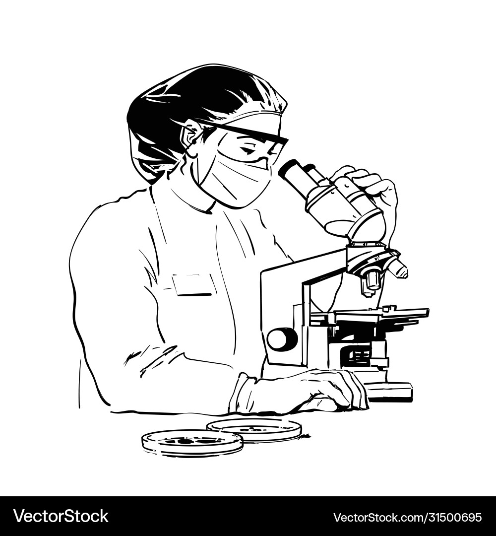 Woman scientist in potective glasses and medical Woman scientist in potective glasses and medical vector image