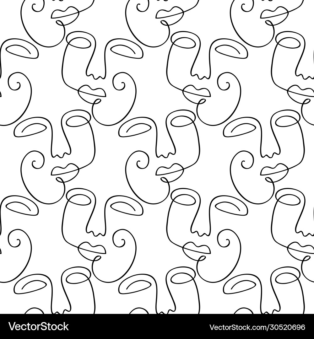 Abstract faces seamless pattern texture vector image