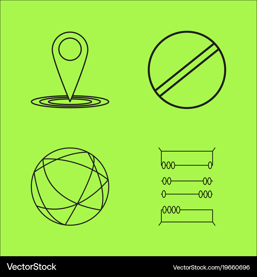 Basic content simple linear outline icon set vector image