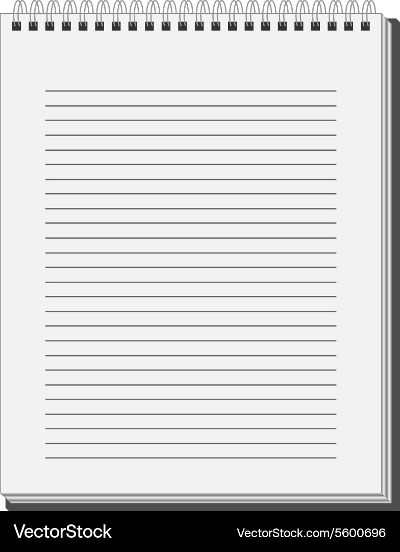 Blank notepad notebook with white lined pages vector image