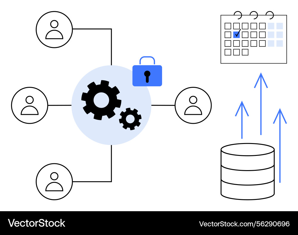 Centralized workflow and secure data integration Centralized workflow and secure data integration vector image