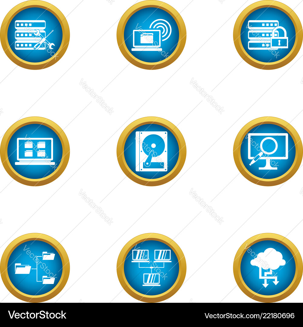 Data way icons set flat style Data way icons set flat style vector image