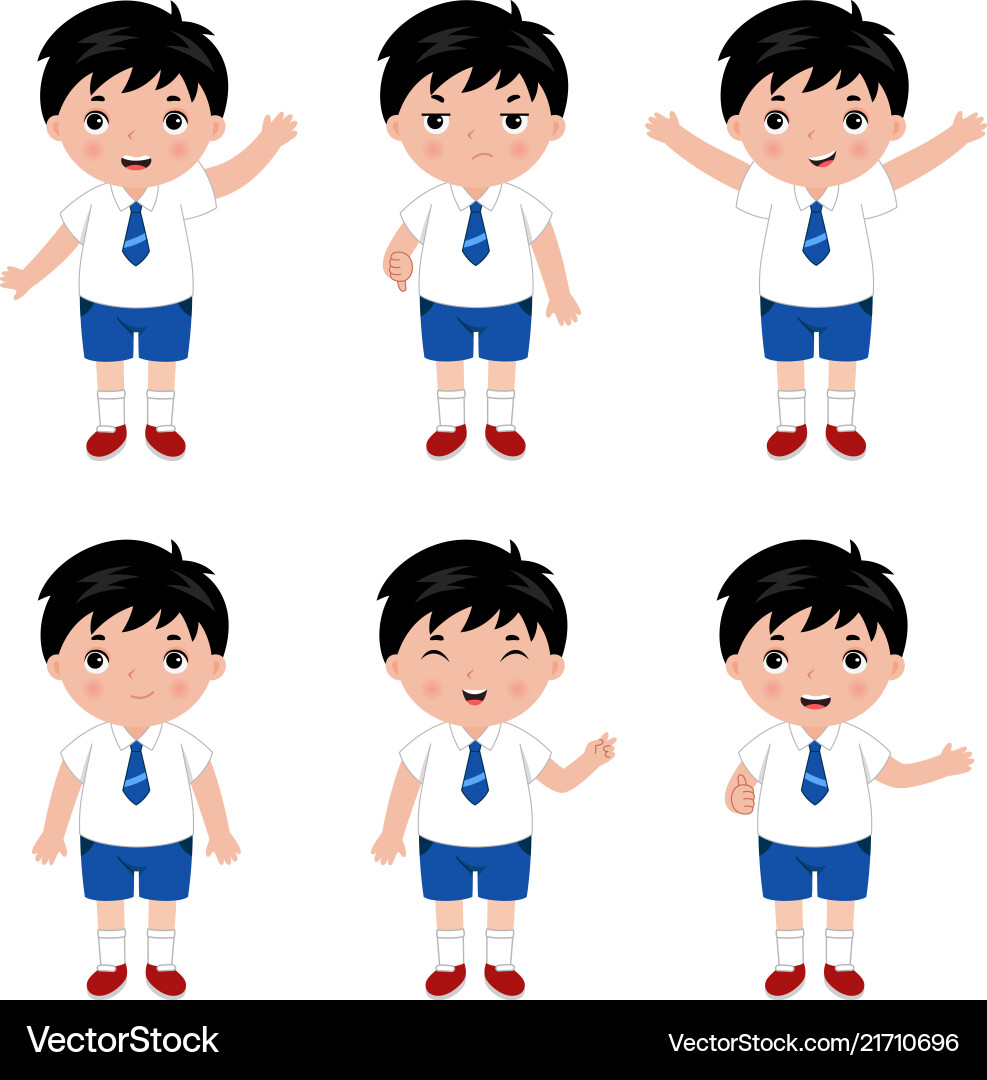Group of Young Boys in School Uniforms Royalty Free Vector
