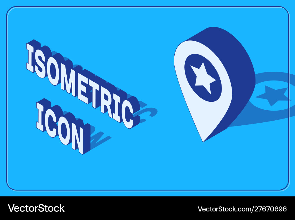 Isometric map pointer with star icon isolated Isometric map pointer with star icon isolated vector image