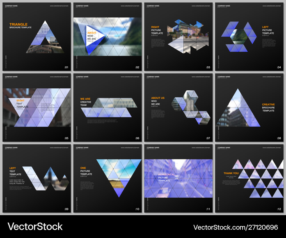 Minimal brochure templates with triangular design Minimal brochure templates with triangular design vector image