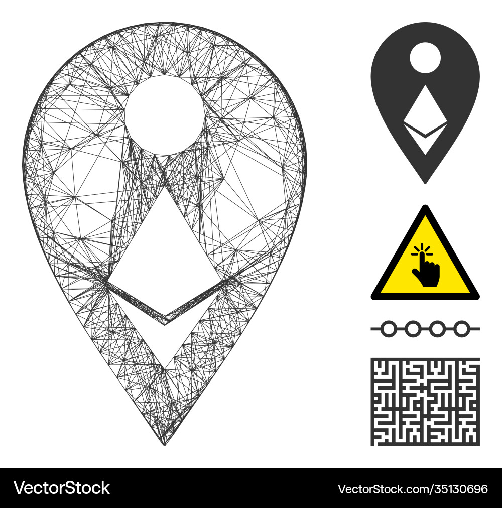 Net ethereum map marker mesh Net ethereum map marker mesh vector image