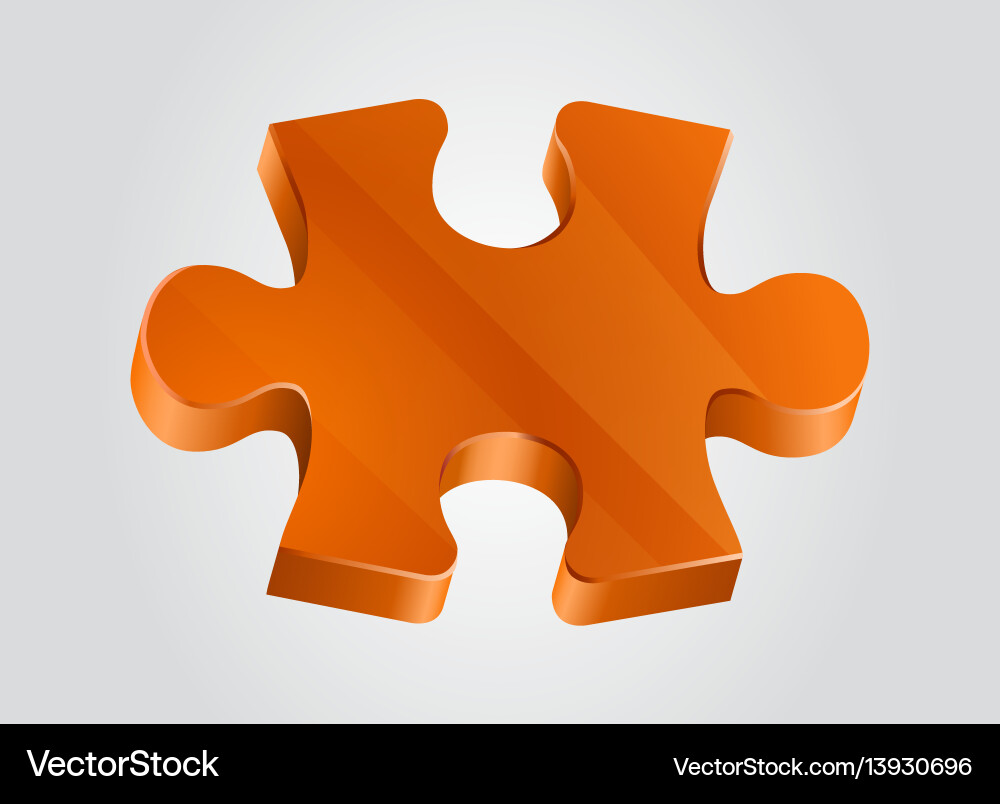 Orange piece of puzzle clean vector image