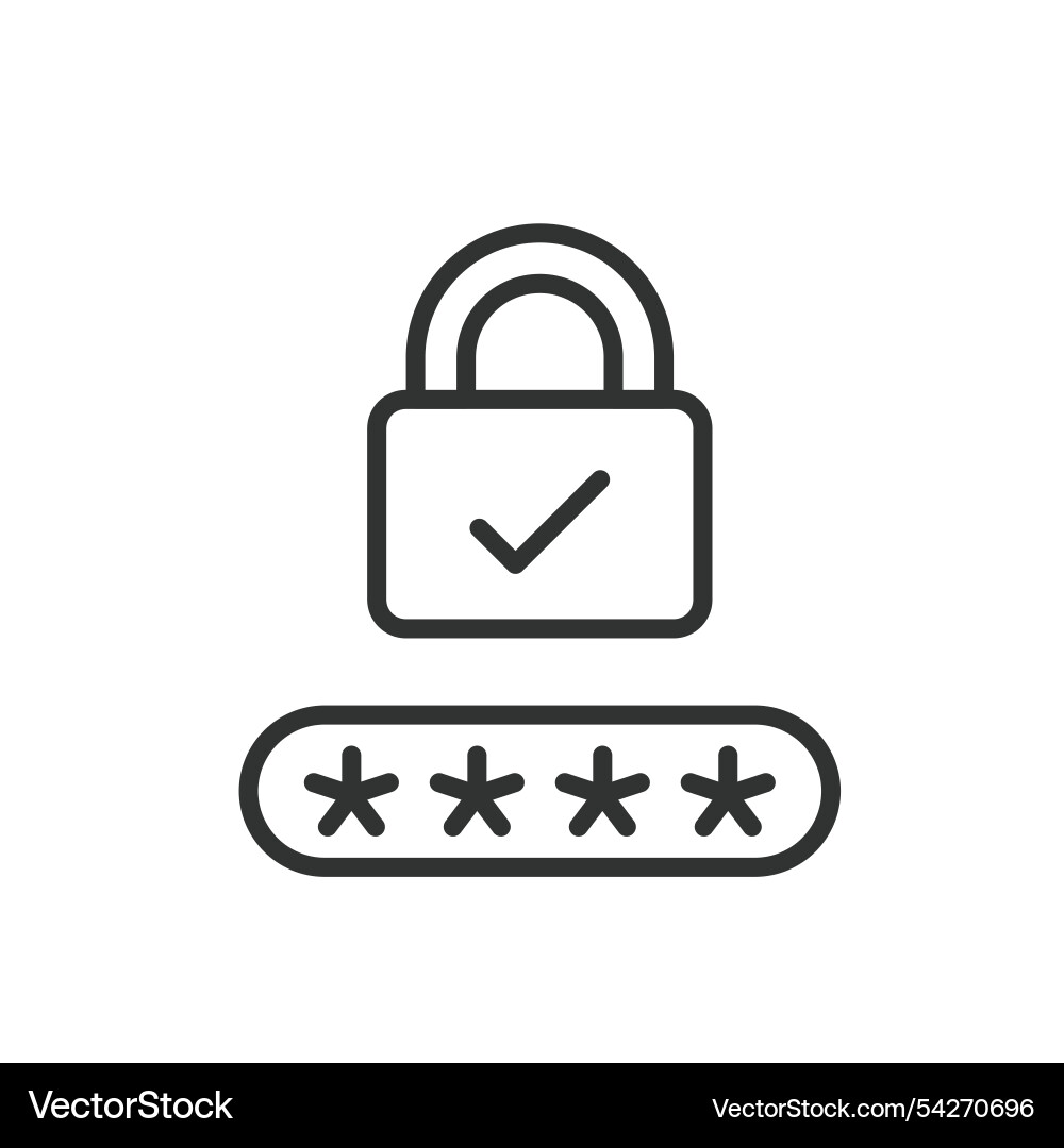 Password lock accepted icon in line design Password lock accepted icon in line design vector image