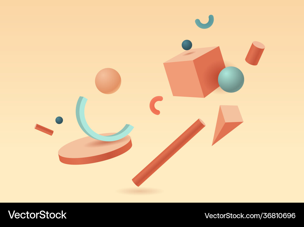 Realistic 3d shapes floating background vector image