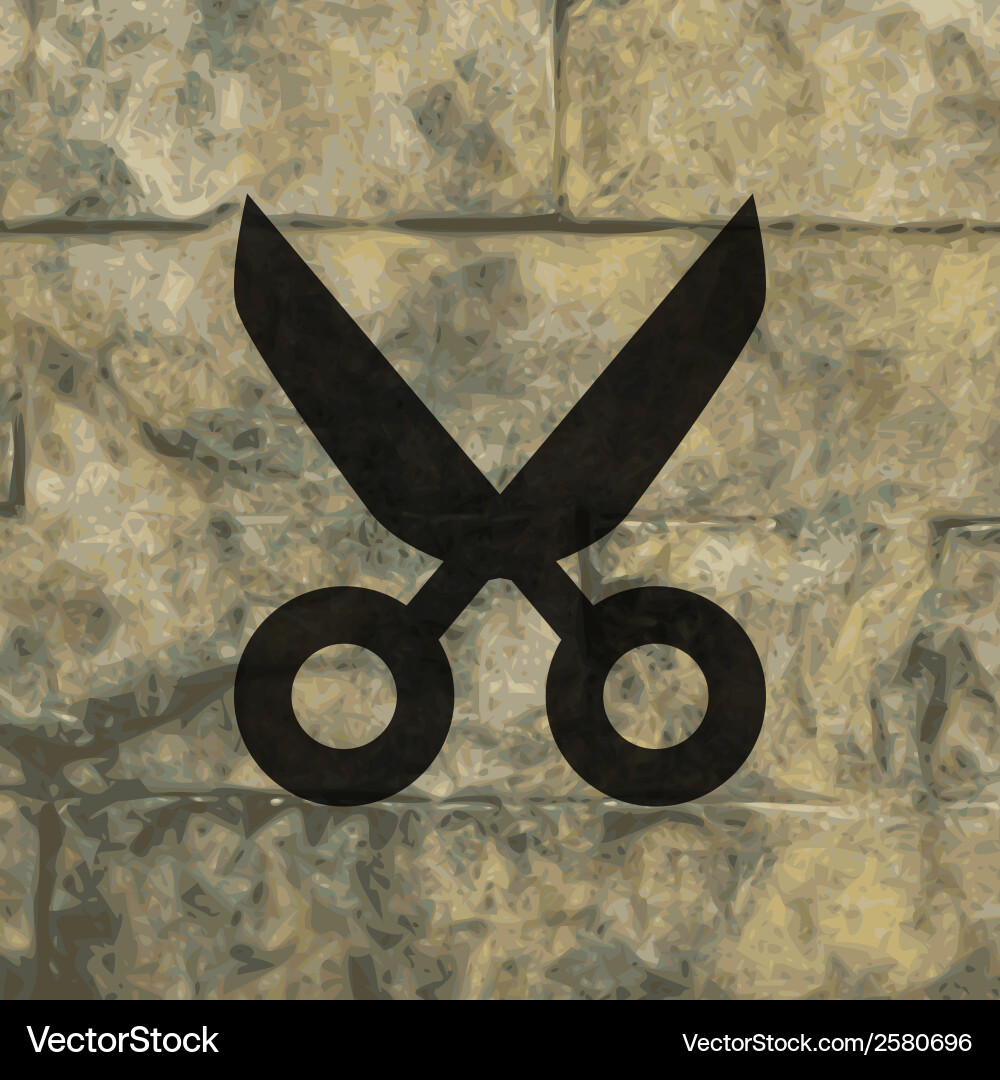 Scissors flat modern web button and space for your vector image
