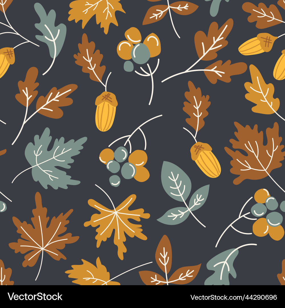 Seamless pattern of autumn scene with maple leaves Vector Image