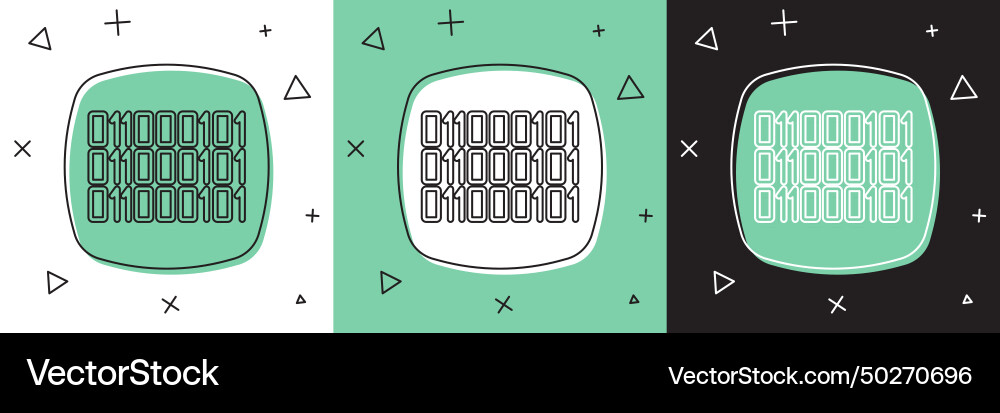 Set binary code icon isolated on white and green Set binary code icon isolated on white and green vector image