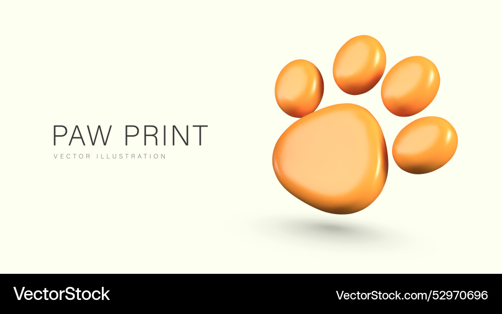 Shiny paw print in 3d style color template Shiny paw print in 3d style color template Vector Image