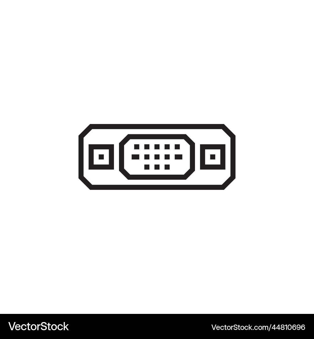 Vga port icon computer component outline vector image