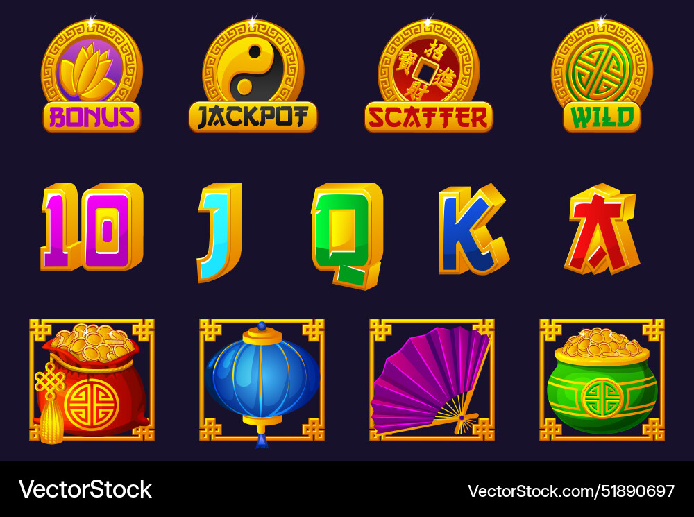 A complete set of symbols for the chinese slot A complete set of symbols for the chinese slot vector image