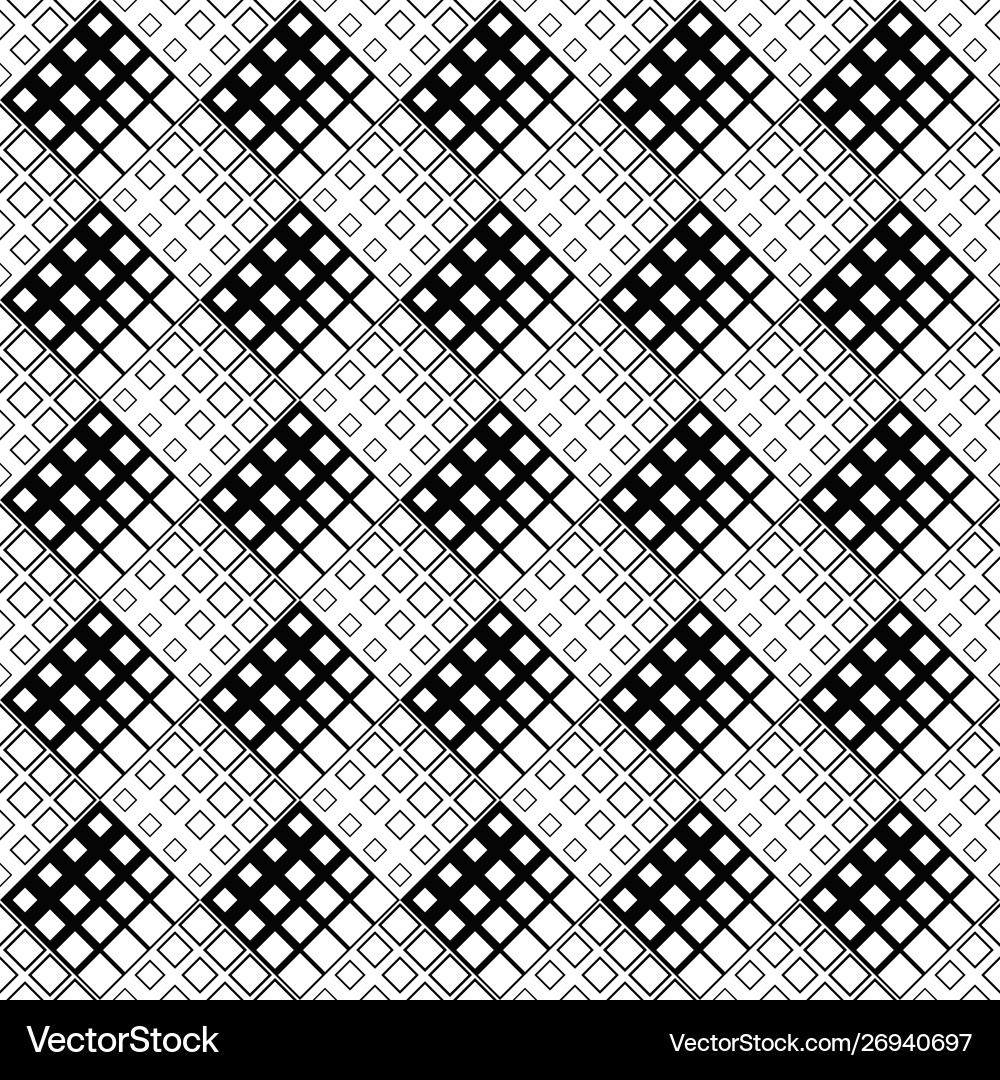 Black and white diagonal square pattern background vector image