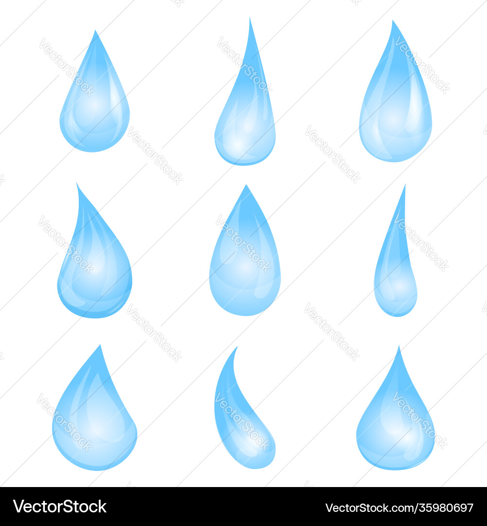 Cartoon blau Wassertropfen Set Cartoon blau Wassertropfen Set vektorbild