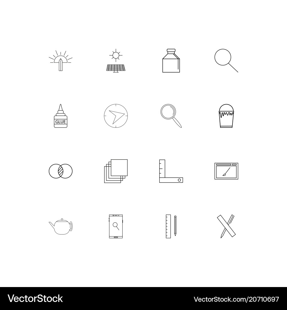 Creative process and design simple linear icons vector image