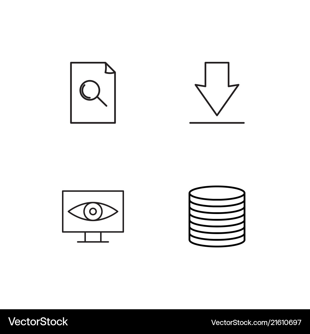 Data analytics linear icons set simple outline vector image