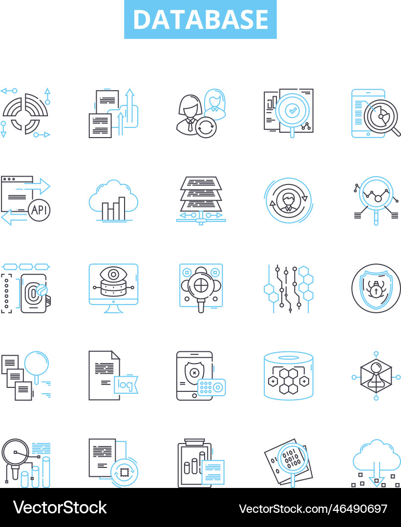 Database line icons set sql Vector Image