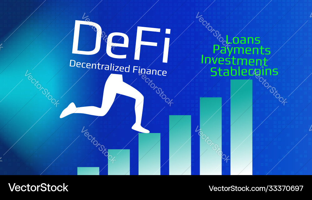 Defi läuft Spaltendiagramm auf blau Defi läuft Spaltendiagramm auf blau vektorbild