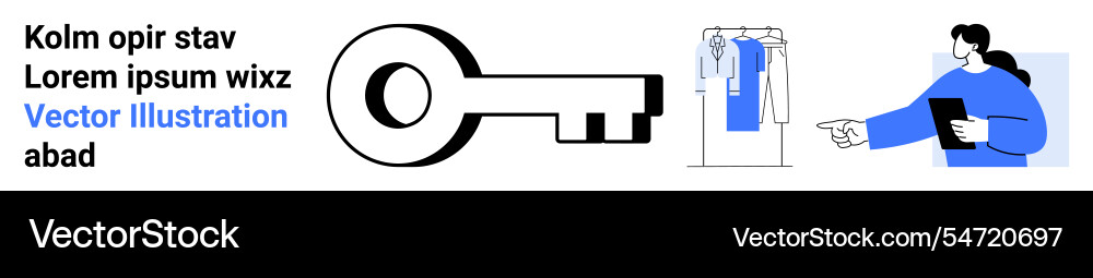 Digital key with a figure examining data Vector Image