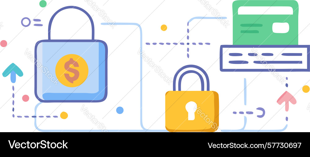 Digital security and payment lock icon design vector image