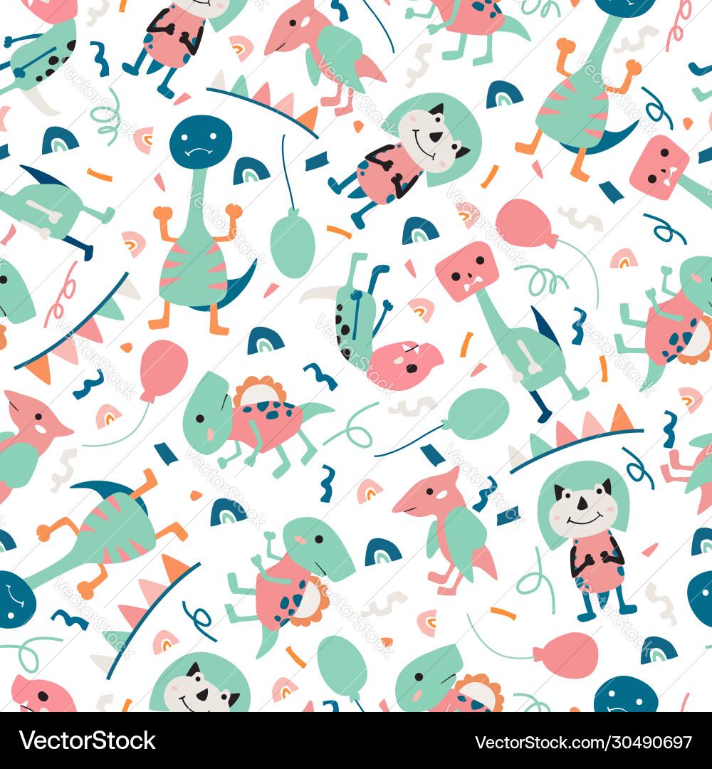 Dinosaurs seamless pattern for kids creative Dinosaurs seamless pattern for kids creative vector image
