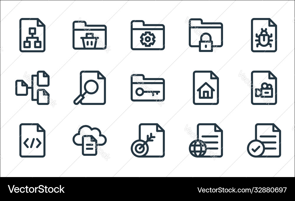 Dokumenten- und Dateizeile Icons linear set Qualität Dokumenten- und Dateizeile Icons linear set Qualität vektorbild