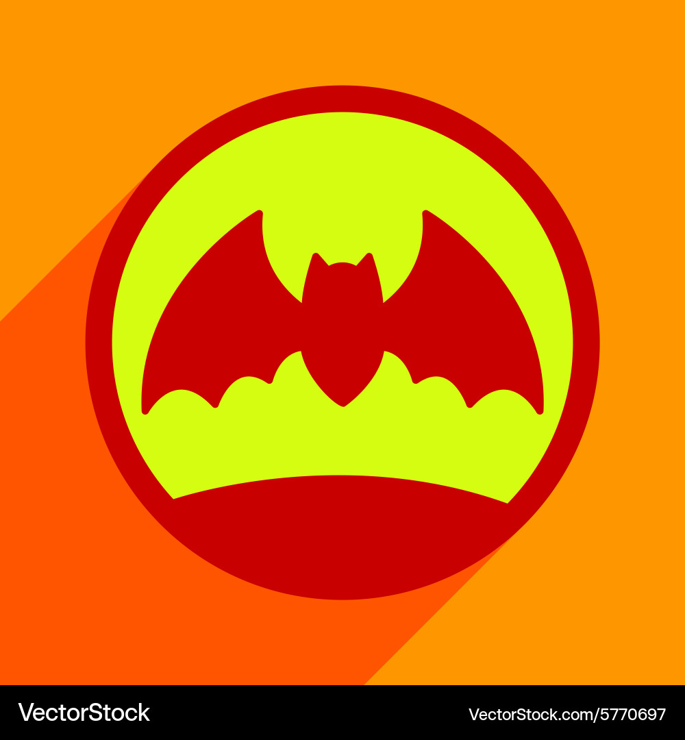Flat with shadow icon and mobile application bat vector image