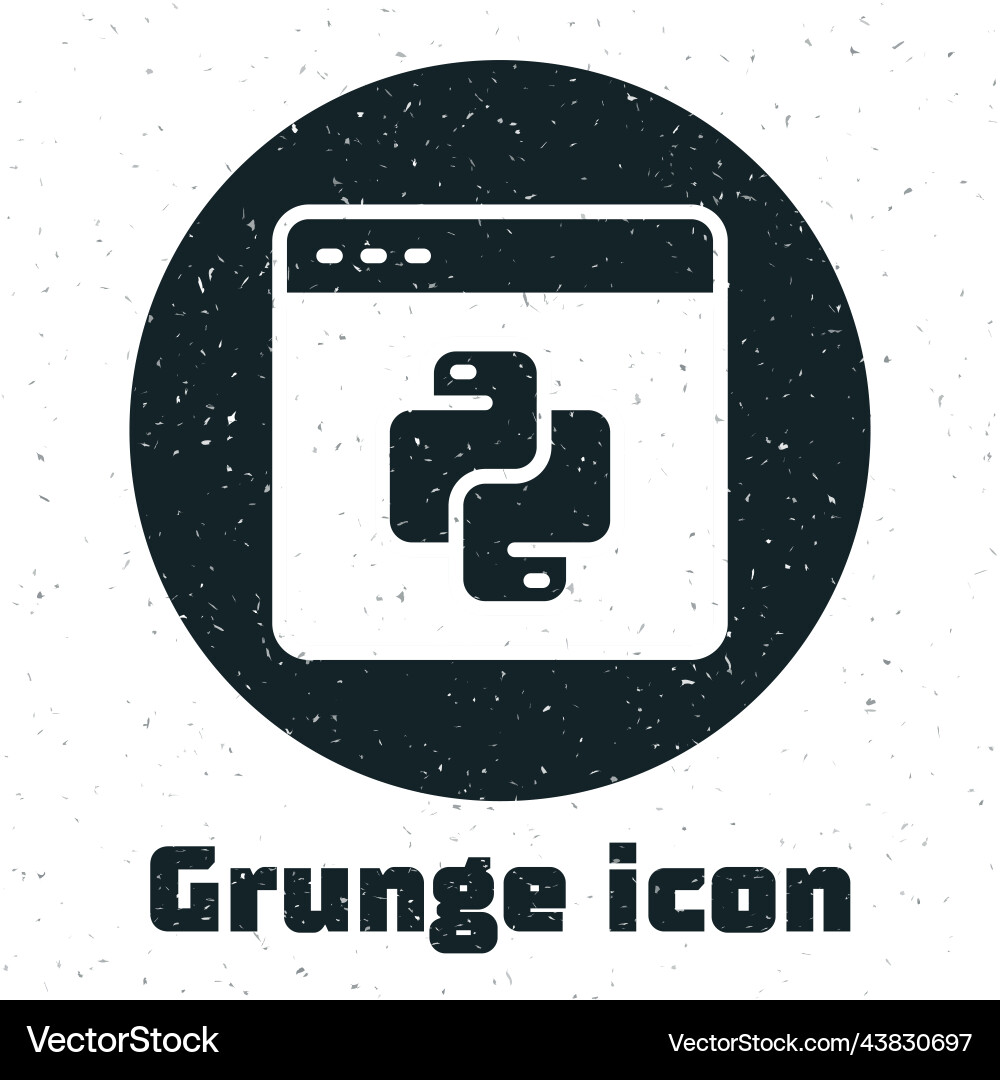 Grunge python Programmiersprache Icon isoliert Grunge python Programmiersprache Icon isoliert vektorbild