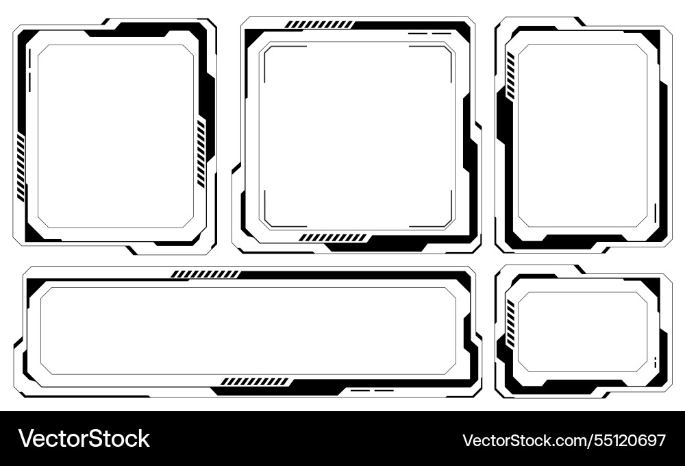 Hud frames black user interface elements set Hud frames black user interface elements set vector image