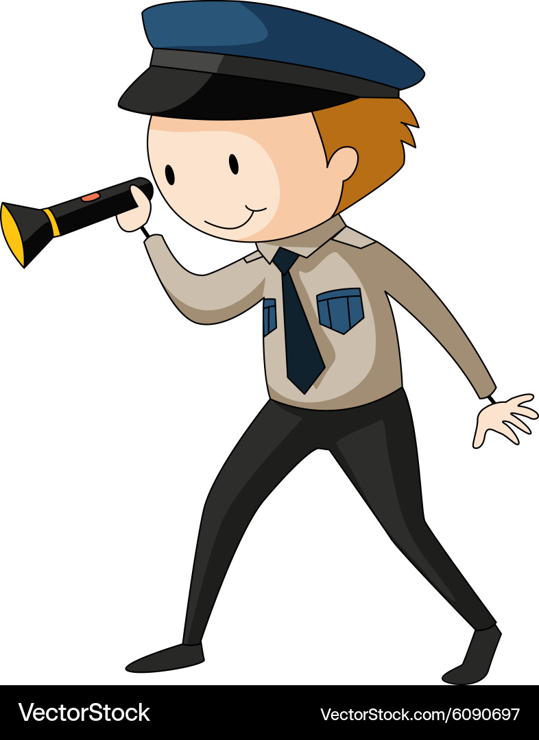 Man with Flashlight - Security Guard vector image