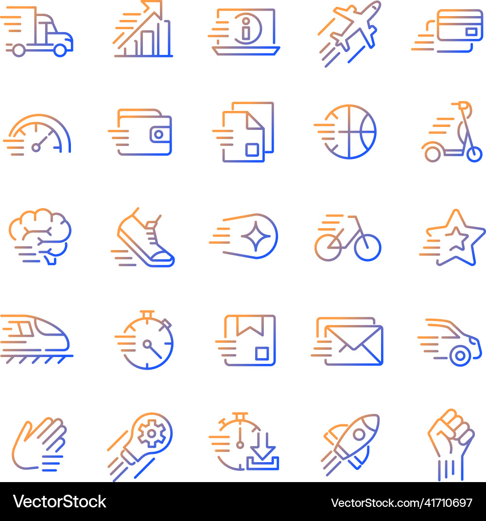 Motion Gradient Icon Set - Speed & Movement vector image