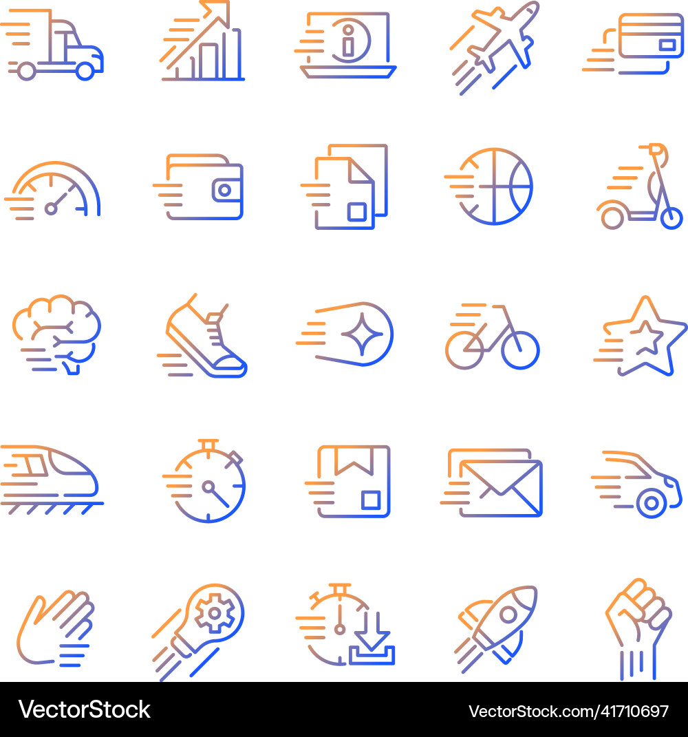 Motion gradient linear icons set