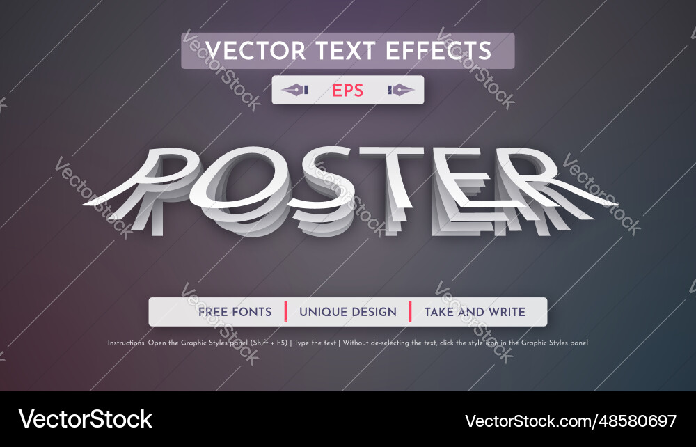 Paper bend - editable text effect font style vector image