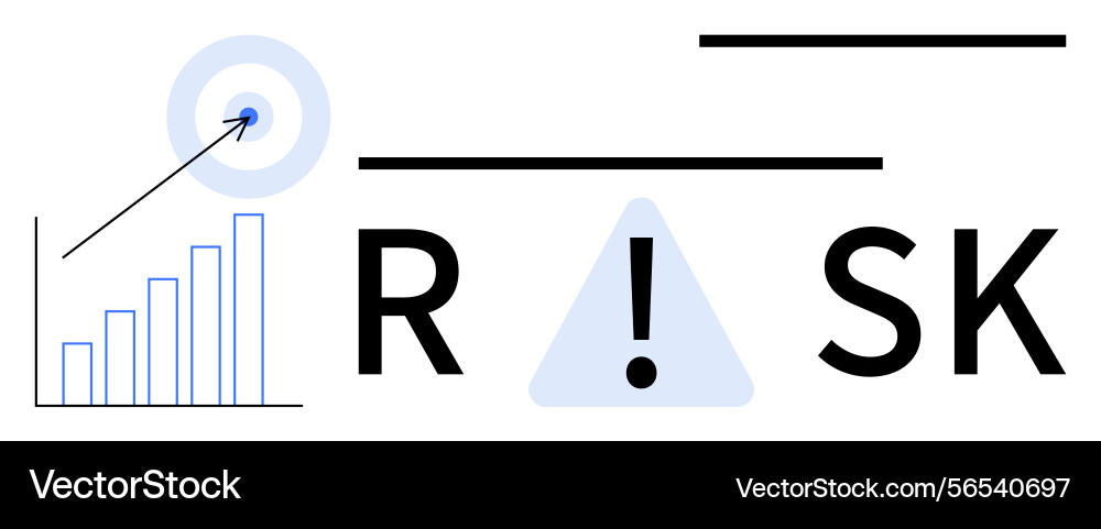 Risk symbol with chart target arrow and alert Risk symbol with chart target arrow and alert vector image