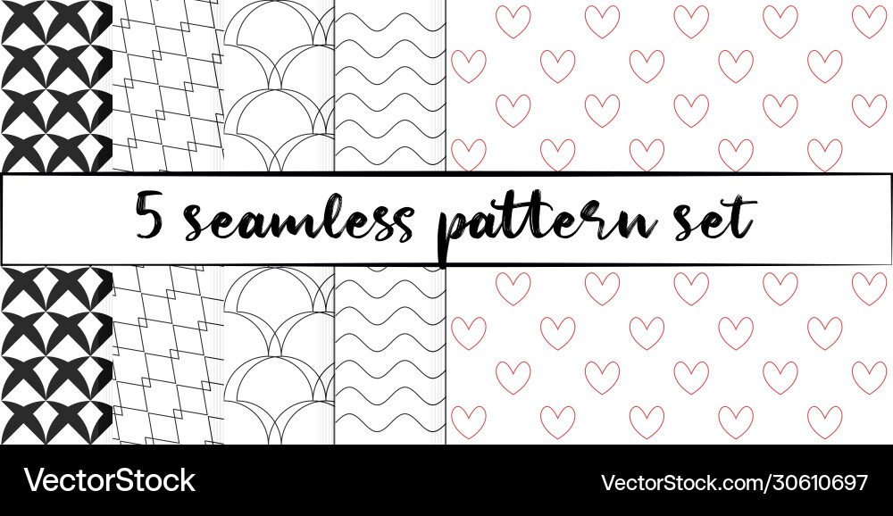 Set 5 simple ornament seamless patterns use Vector Image