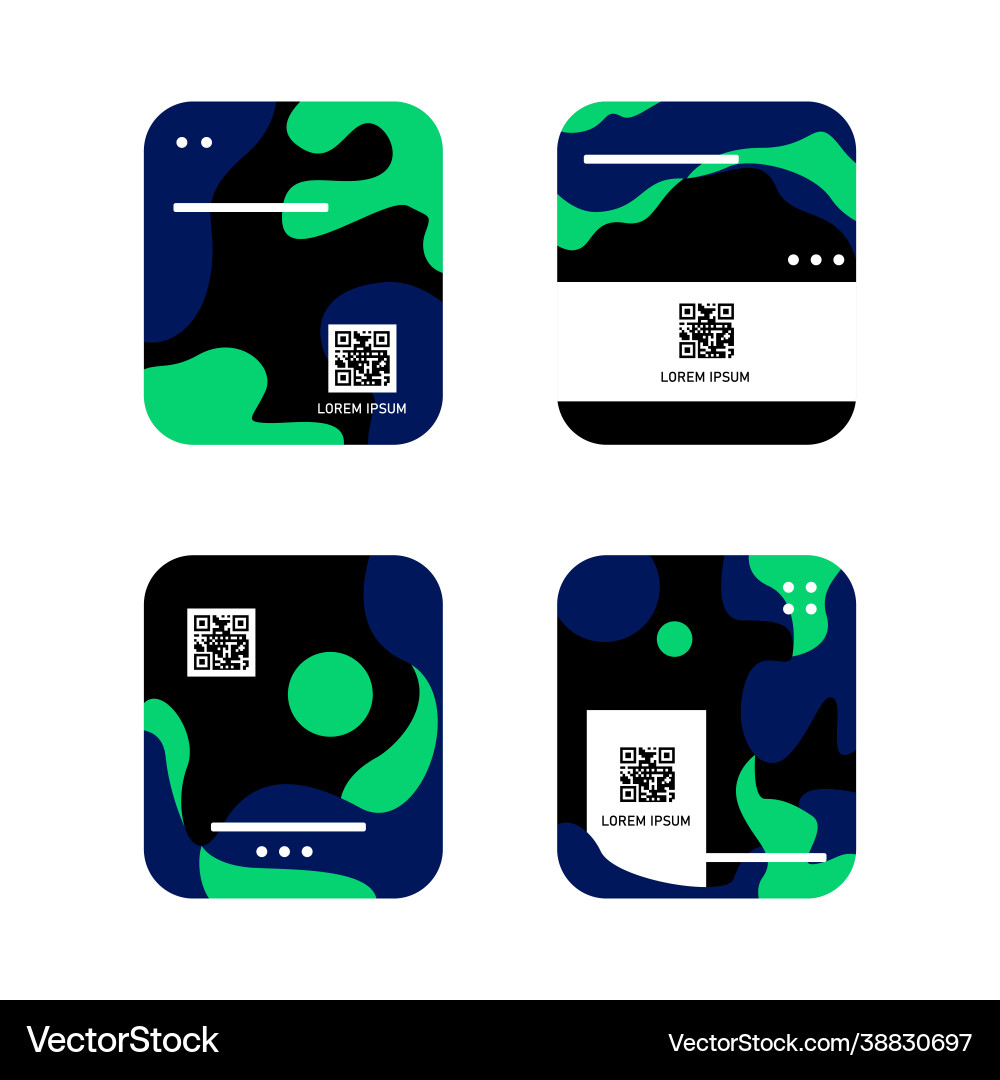 Set qr code label design vector image