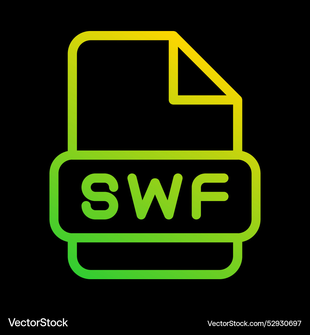 Swf file type icon with an outline gradient Swf file type icon with an outline gradient vector image