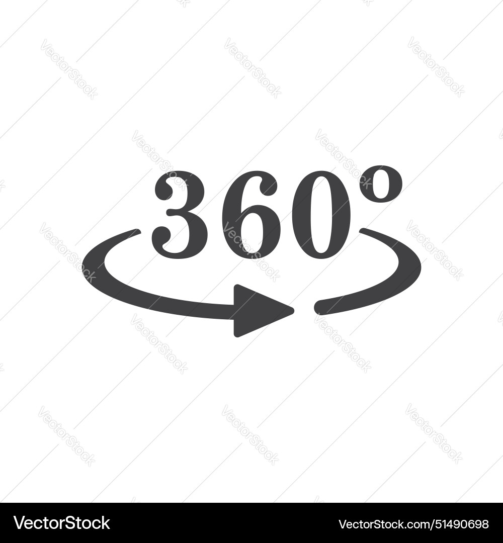 360 degrees icon in flat style rotate symbol 360 degrees icon in flat style rotate symbol Vector Image