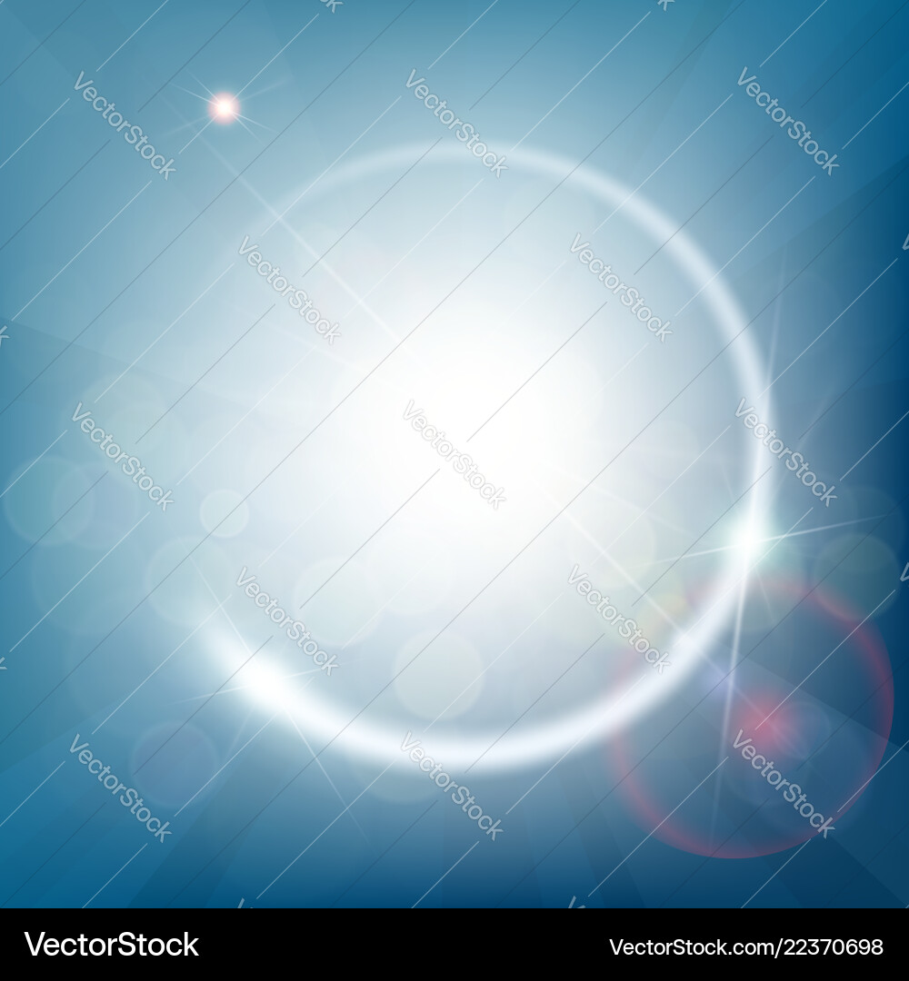 Abstract blue background with bokeh and rays vector image