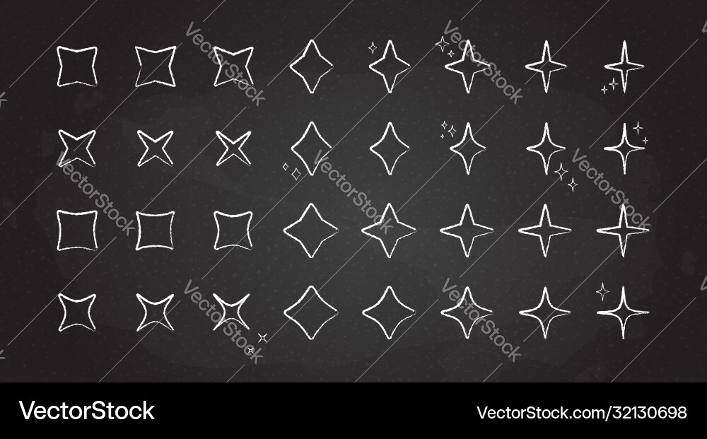 Abstract chalk style star twinkle pattern set Vector Image