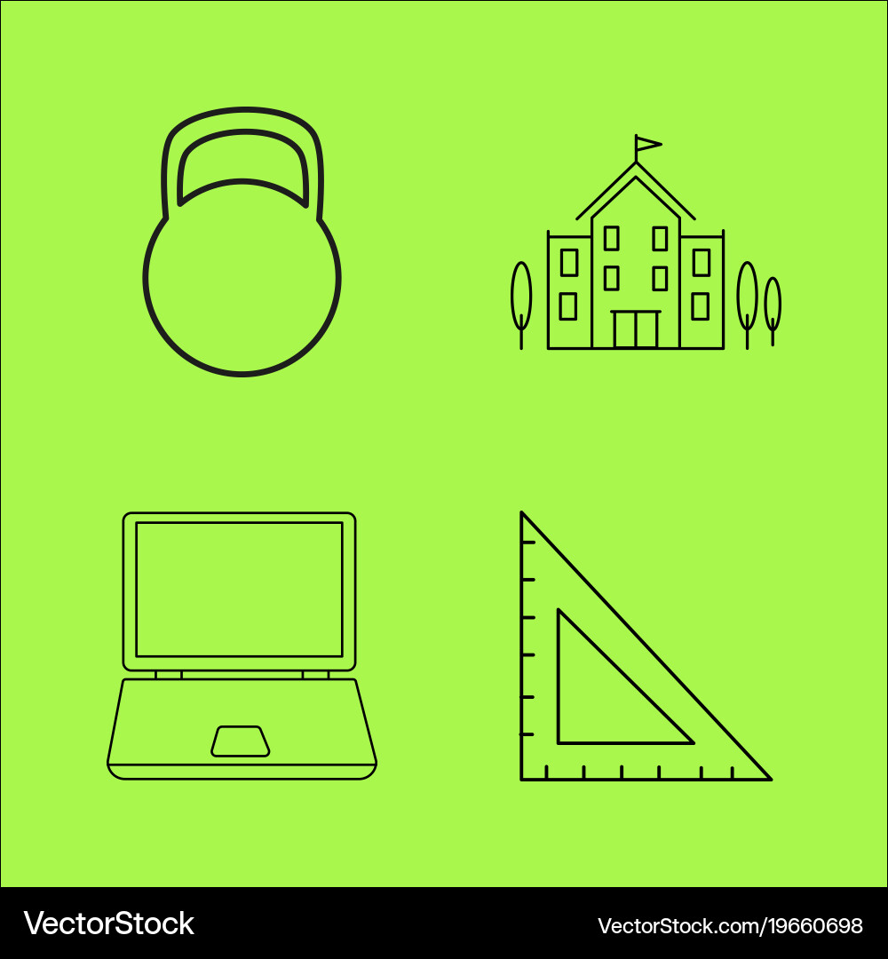 Basic content simple linear outline icon set vector image