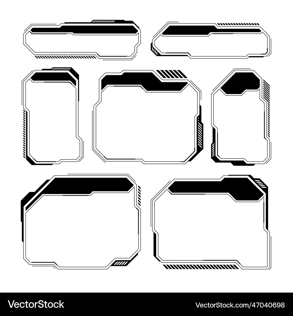 Black futuristic hud or ui elements sci-fi user Black futuristic hud or ui elements sci-fi user vector image